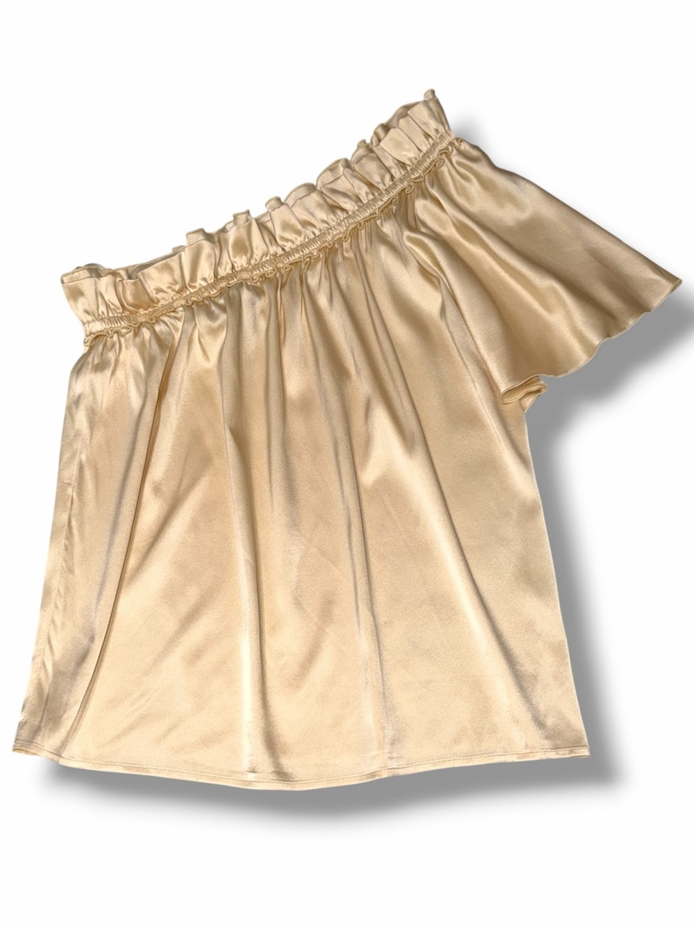 St. John Liquid Silk Asymmetric Top One Shoulder
Blouse Champagne Gold Sz 6 - Picture 2 of 15